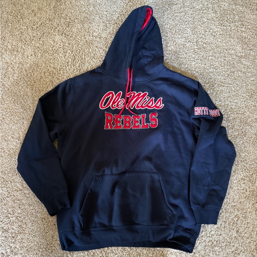 Colosseum Ole Miss Rebels Black and Red Hoodie Sweatshirt